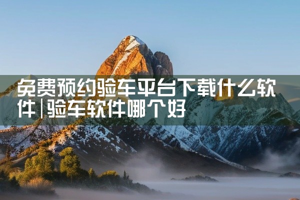 免费预约验车平台下载什么软件