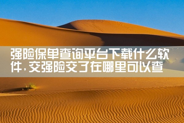 强险保单查询平台下载什么软件